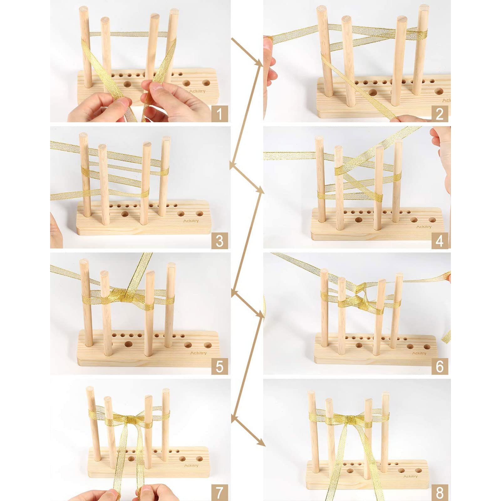 5 in 1 Multipurpose Wooden Bow Maker Tool - DIY Ribbon Bow Maker for Gift Wrapping, Wedding Decorations, Corsages & Crafts - Perfect for Holiday Gifts, Party Favors & Home Decor