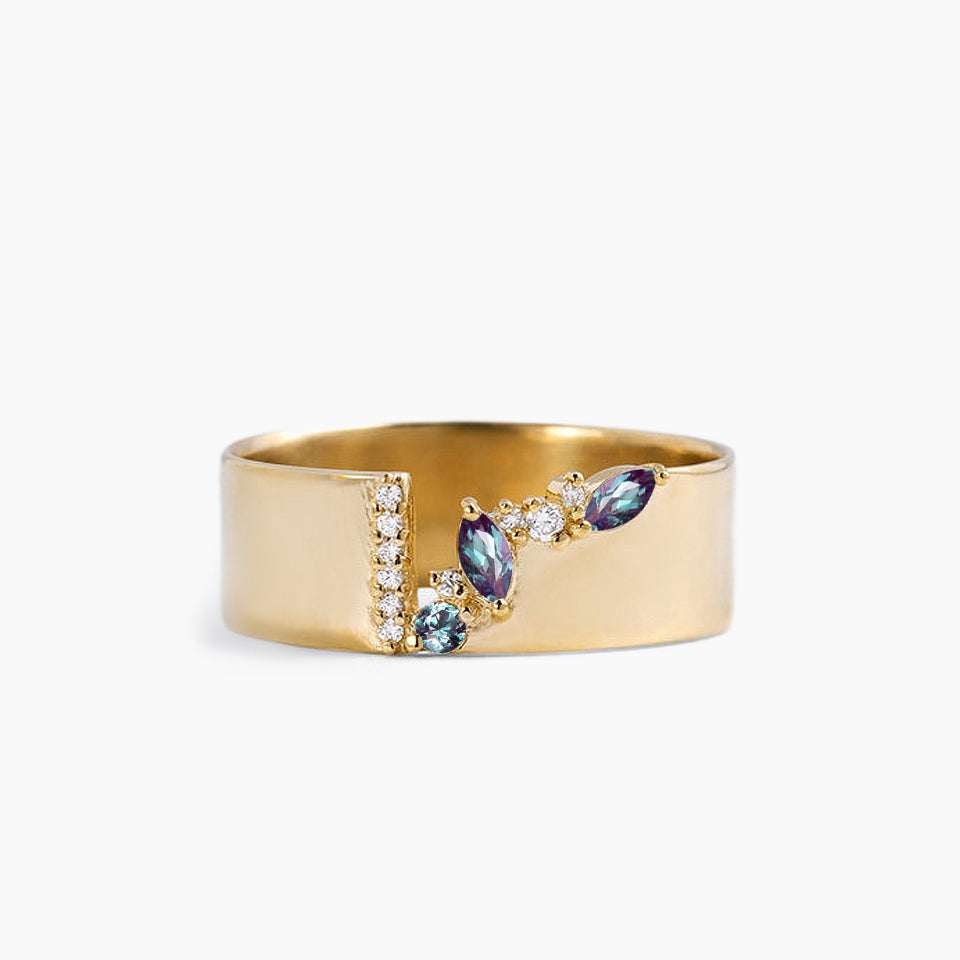 6mm Color Changing Alexandrite Diamond Cluster Wedding Band - Perfect for Engagement Rings, Anniversary Gifts & Bridal Jewelry Sets