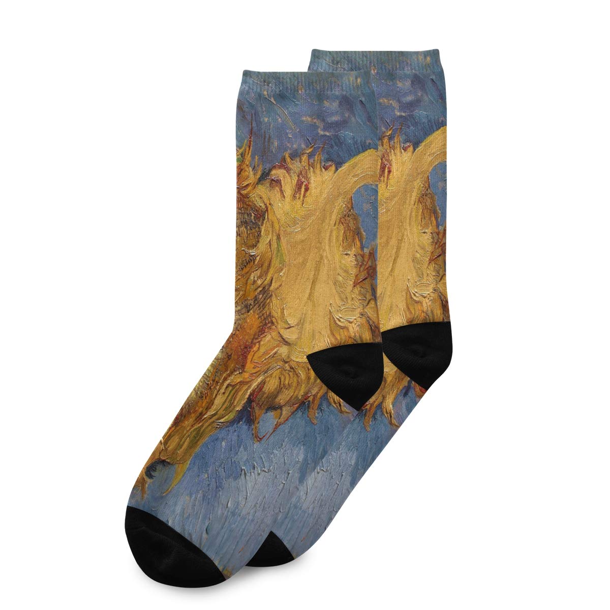ALAZA Unisex Retro Van Gogh Sunflower Crew Socks - Comfortable Casual Novelty Socks for Women & Men - Perfect for Gifts, Art Lovers, and Everyday Wear