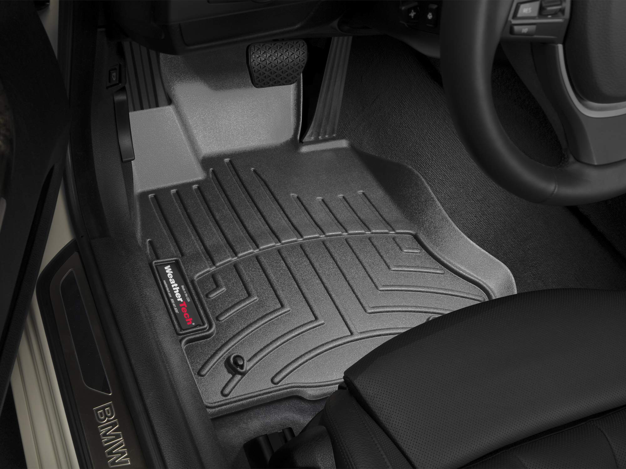 WeatherTech Custom Fit Floor Liners for BMW Alpina B6, 640i, M6 - 1st Row (443721) Black - All-Weather Protection & Easy Cleaning for Cars, SUVs & Trucks