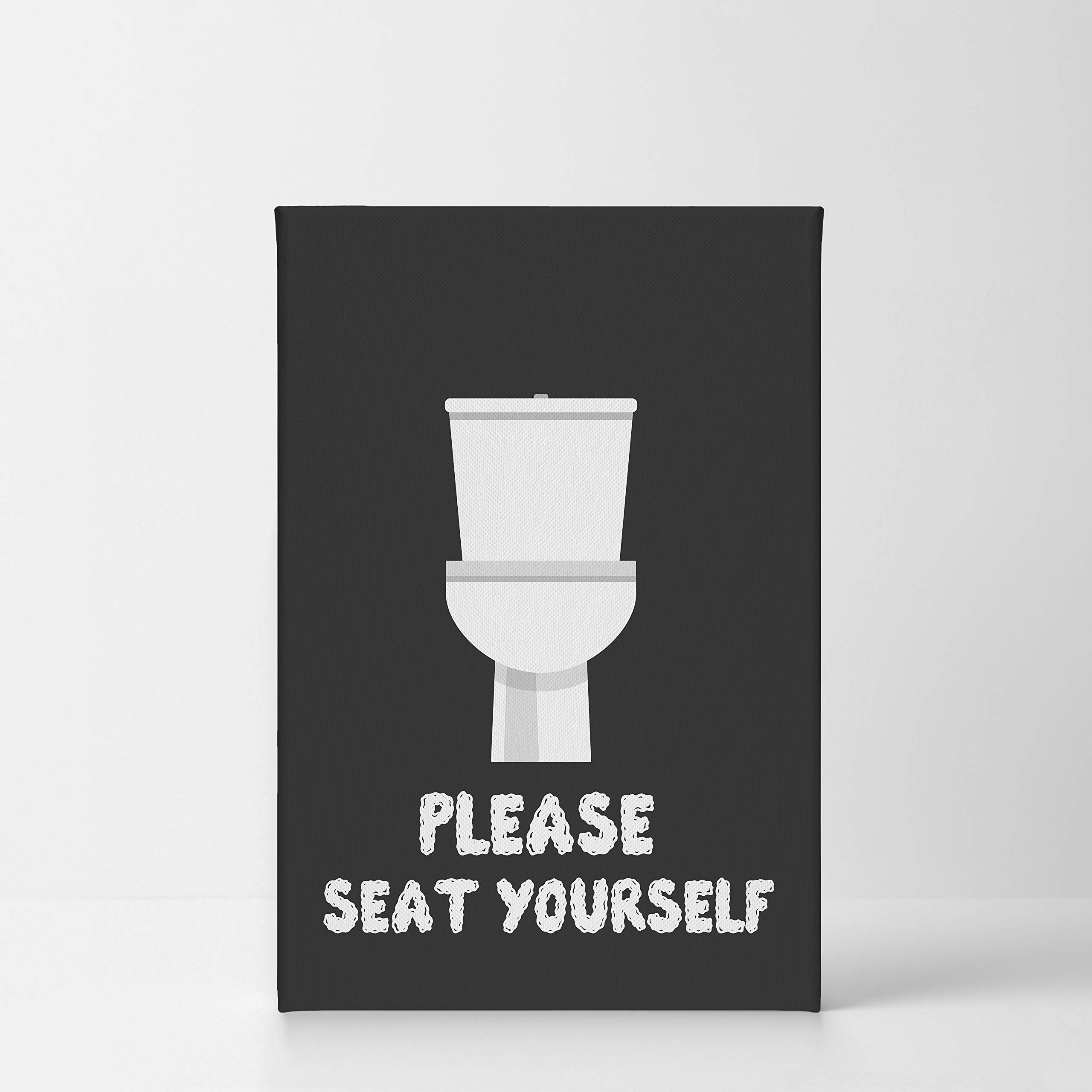 Funny Bathroom Wall Art - 'Please Seat Yourself' Quote Canvas Print - Ready to Hang 40x30 - Humorous Toilet Sign for Home Decor - Made in USA | Perfect for Powder Rooms, Guest Bathrooms & Apartment Decor