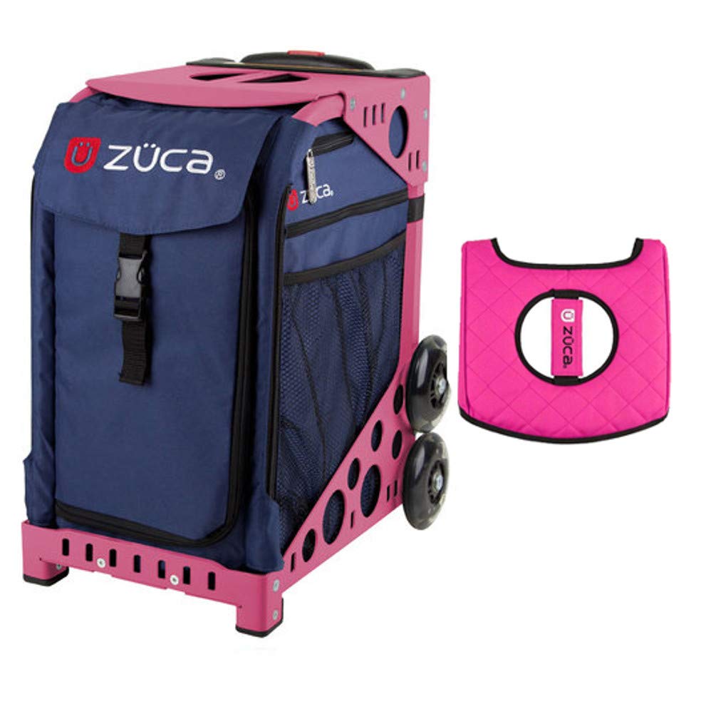 Zuca Sport Bag - Midnight Black/Pink Seat Cover with Pink Frames | Durable Gym & Travel Backpack for Athletes | Perfect for Hockey, Figure Skating & Sports Equipment Storage