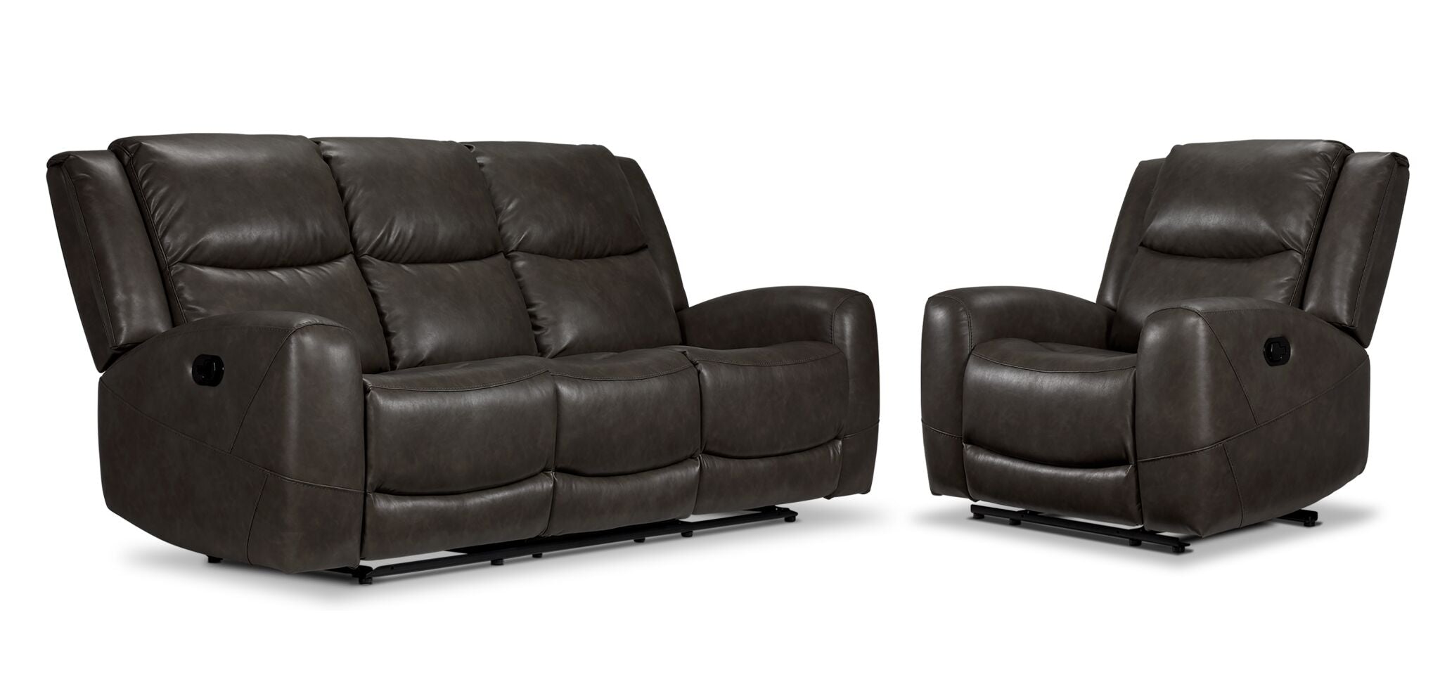 Copley Reclining Sofa and Recliner Set - Slate Gray Fabric - Comfortable Living Room Furniture for Relaxing & Watching TV