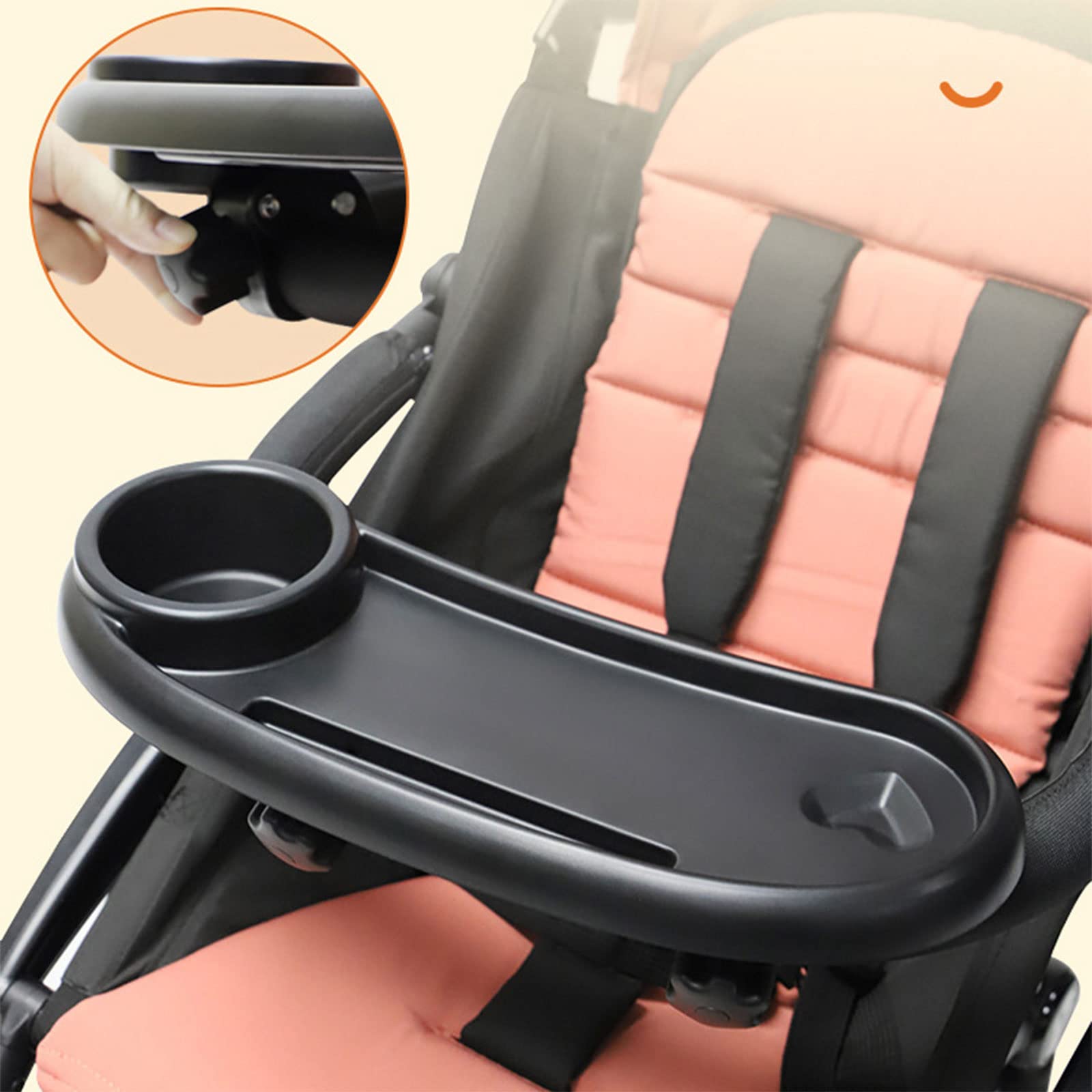 Universal Stroller Tray with Hooks - Snack Tray Attachment with Cup Holder for Baby Strollers - Easy Installation & Durable Design - Perfect for Snacks, Drinks & Toys While Strolling in Park or Shopping
