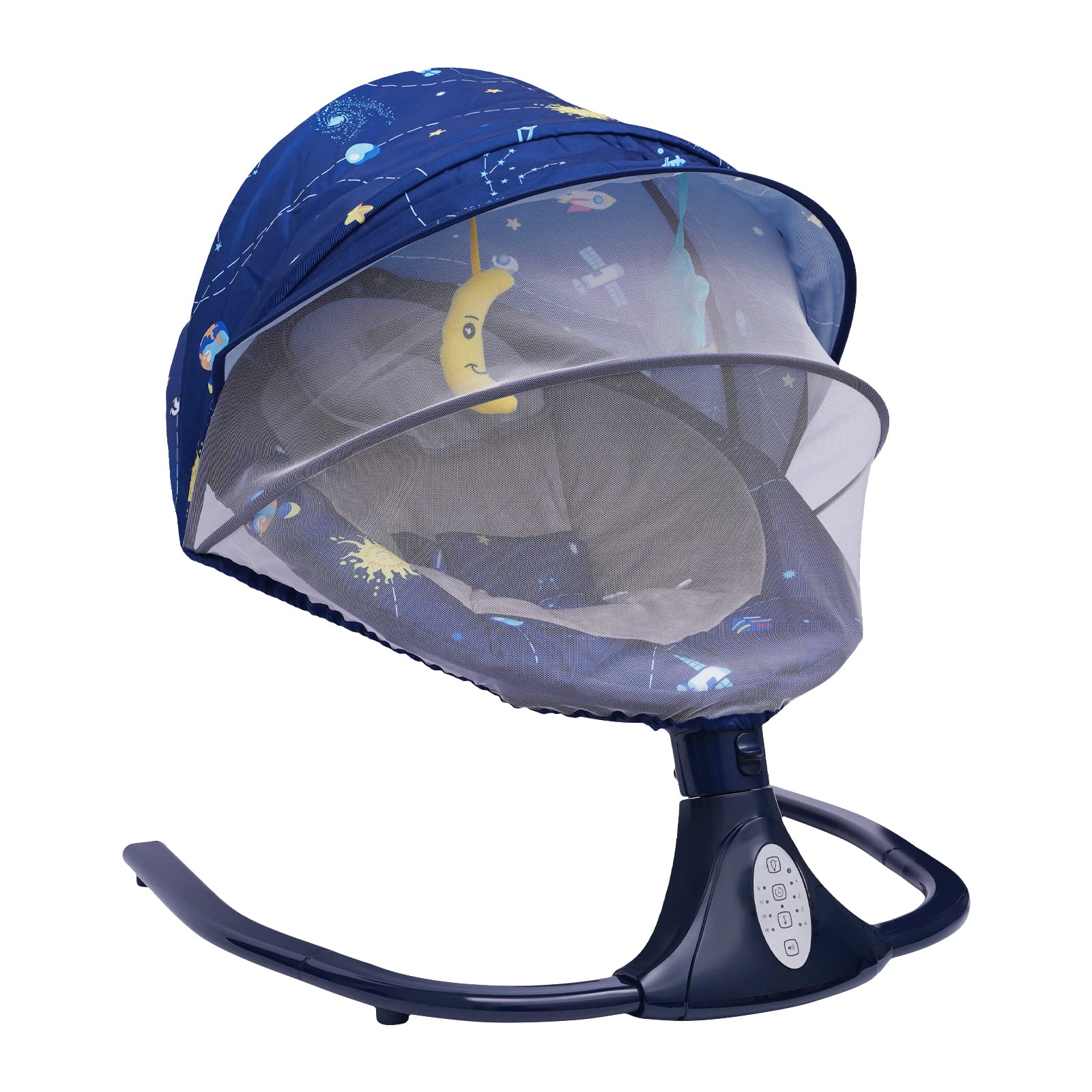 Electric Baby Swing for Infants & Newborns - Remote Control, 4 Speed Settings, Soothing Music & Speaker - Blue Starry Style Baby Rocker & Bouncer - Perfect for Nursery, Bedroom & Travel