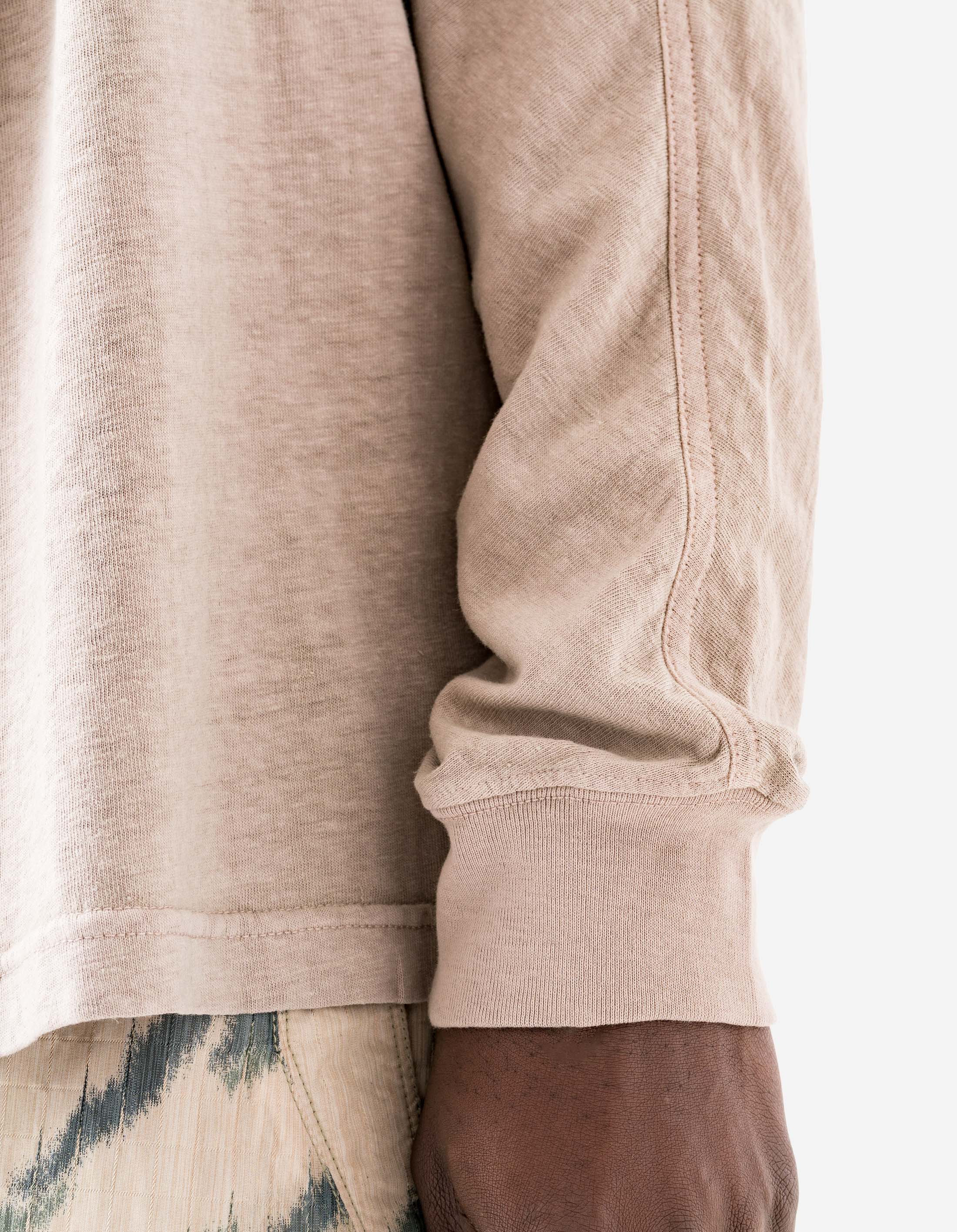 5245 Hemp Cross Loose Long Sleeve T-Shirt in Taupe - Eco-Friendly Comfort Wear for Casual Outings & Yoga Sessions