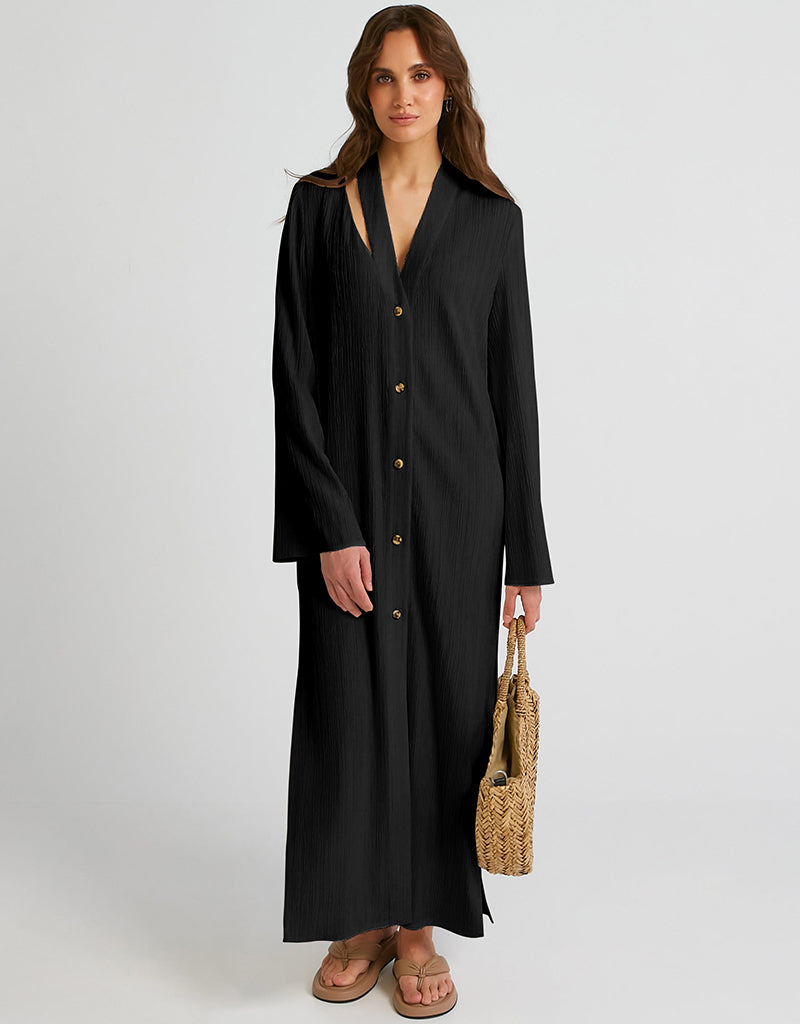 Elegant Black Designer Maxi Dress for Women - Perfect for Evening Parties, Weddings & Special Occasions