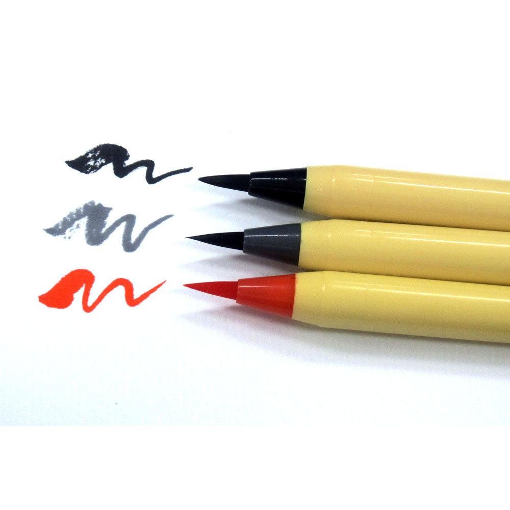 Akashiya Shinmouhitsu Water-Based Brush Pen Set - 3 Vibrant Colors (SA300/3VK) for Calligraphy, Hand Lettering & Art Projects - Perfect for Artists, Students & DIY Enthusiasts