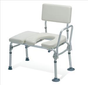Padded Transfer Bench with Commode Opening - Shower Safety Seat for Elderly & Disabled - Non-Slip Bathroom Mobility Aid for Bathtub & Shower Use