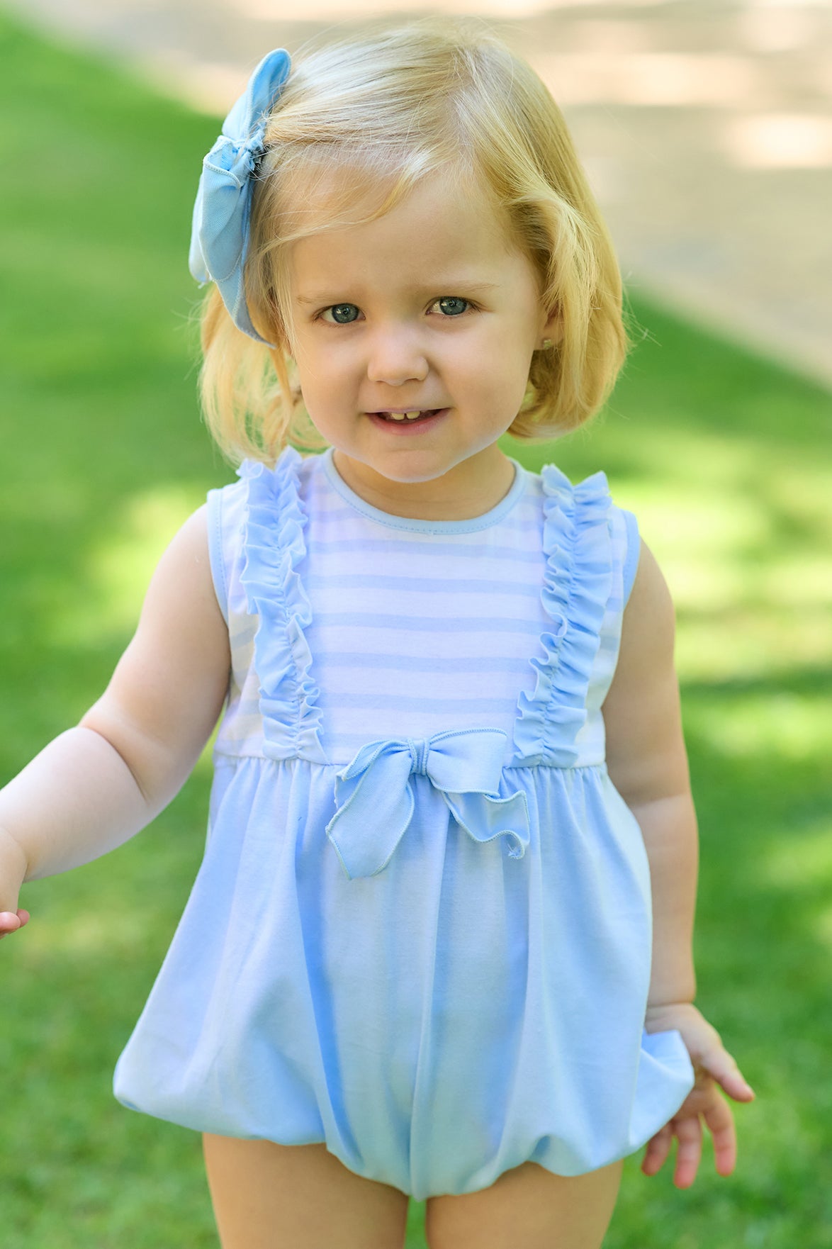 Janie Baby Blue Striped Romper - Soft Cotton Infant Jumpsuit for Boys & Girls | Perfect for Playdates, Photo Shoots & Everyday Wear