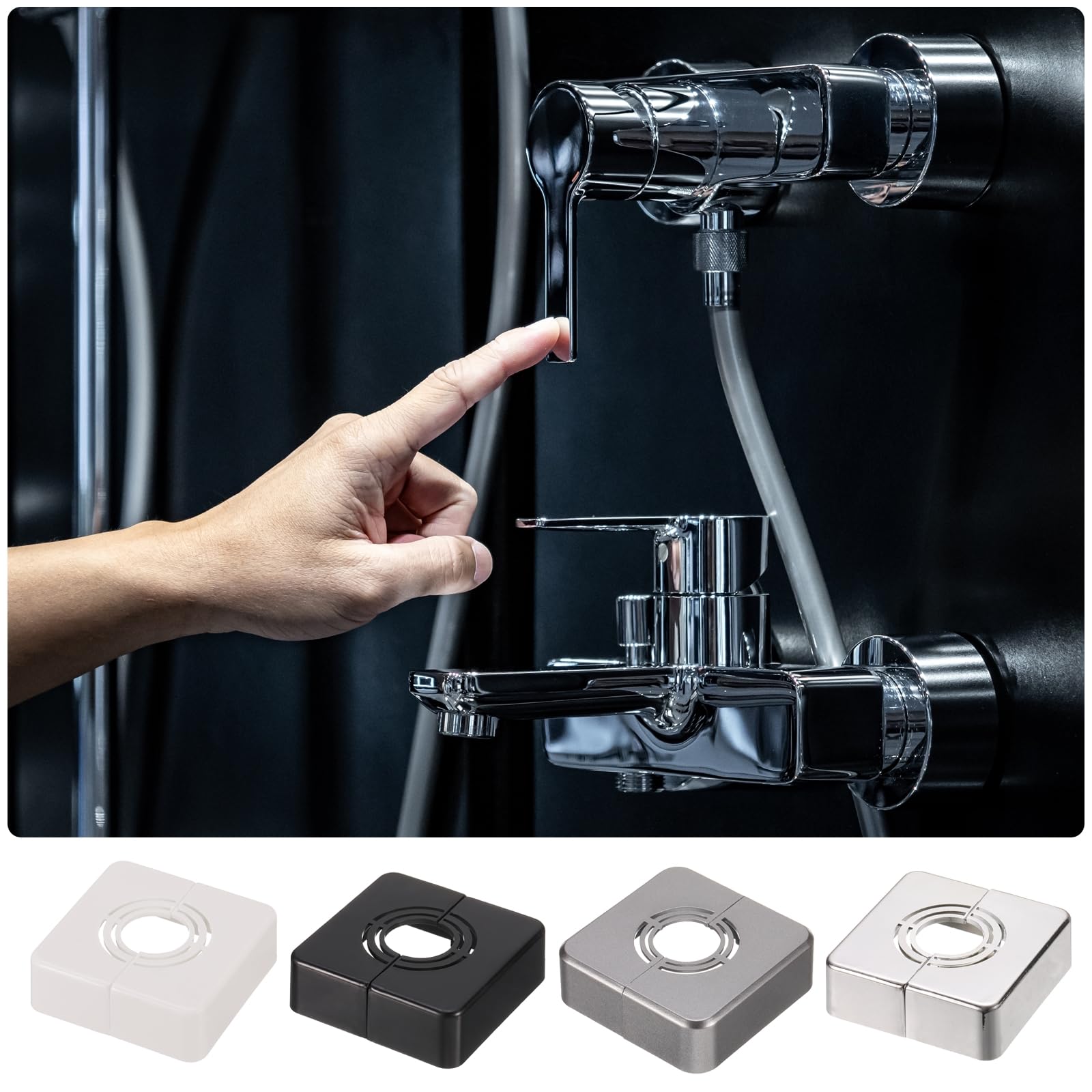 4pcs Black ABS Square Shower Arm Flange 60mm/2.4