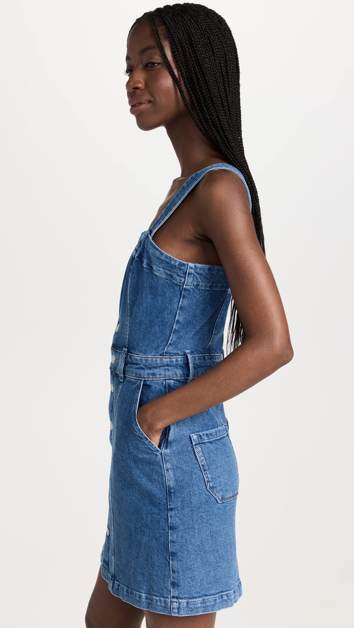PAIGE Women's Maddy Denim Dress - Stylish Blue Denim Midi Dress for Casual Outings & Summer Wear | Perfect for Brunch, Shopping & Date Nights
