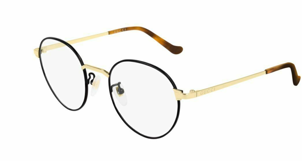 Gucci GG 0581O 006 Black/Gold Eyeglasses for Women & Men - Luxury Designer Sunglasses with Gold Logo - Perfect for Fashion, Travel & Everyday Wear