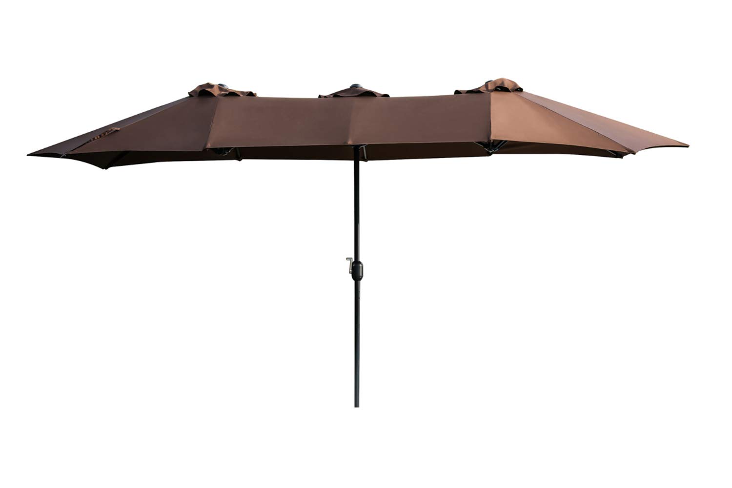 LOKATSE HOME 15ft Double-Sided Outdoor Patio Umbrella - Aluminum Garden Market Umbrella with Crank Handle, Twin Sun Canopy in 2-Tone Brown | Perfect for Backyard, Poolside, Restaurant & Outdoor Dining Areas