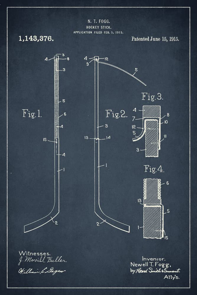 Keep Calm Collection Hockey Stick Patent Art Print - Vintage Sports Decor for Hockey Fans, Man Cave, Game Room & Office Wall Art