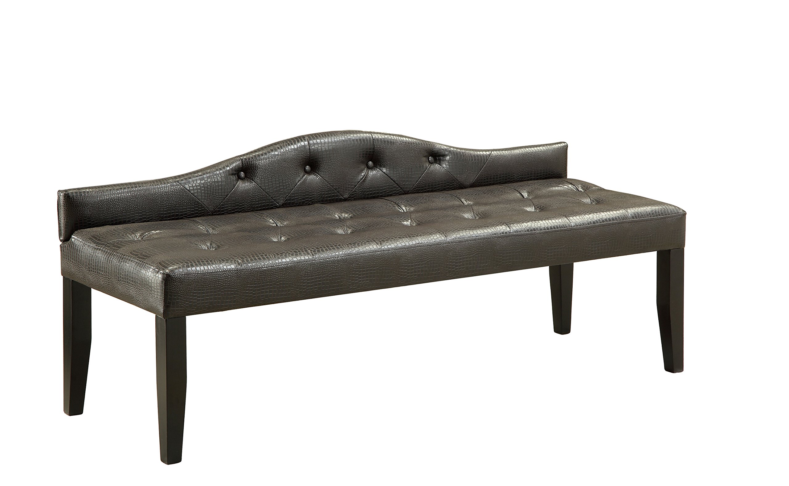 Furniture of America Leatherette Nadia Modern Bench - 64 Inch Brown Upholstered Seat for Living Room, Bedroom or Entryway