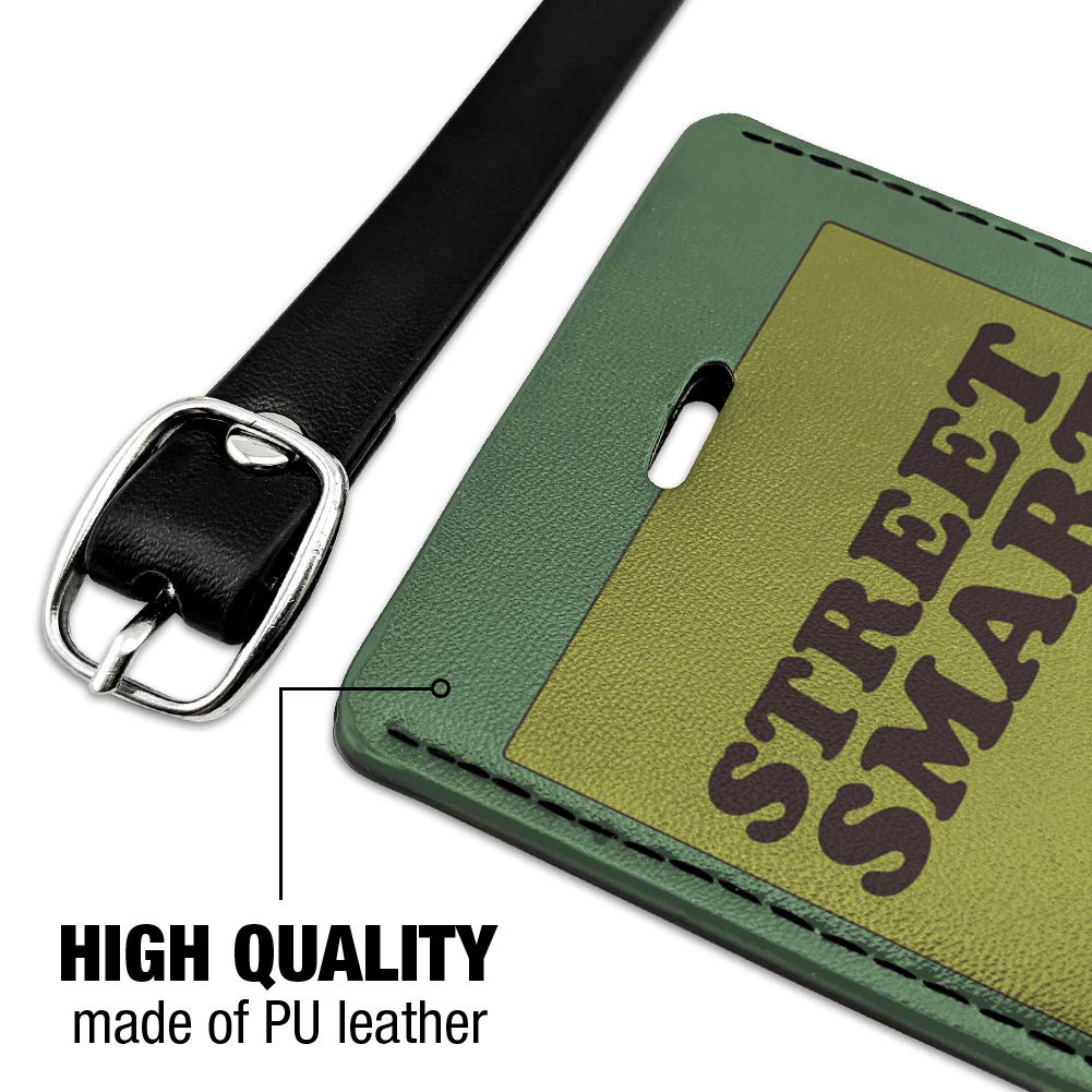 Sesame Street Smart Rectangle Leather Luggage Tag - Personalized Carry-On ID Card Holder for Suitcases & Travel Bags | Perfect for Kids, Families & Frequent Travelers