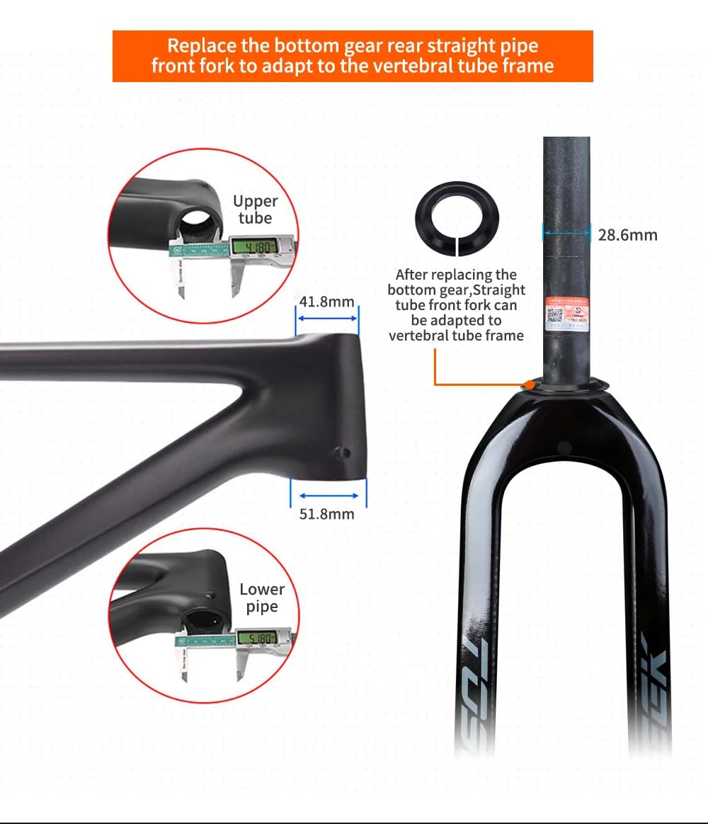 TOSEEK Full Carbon MTB Rigid Fork - 26in 27.5in 29in Mountain Bike Fork | 45mm Offset | 1/8
