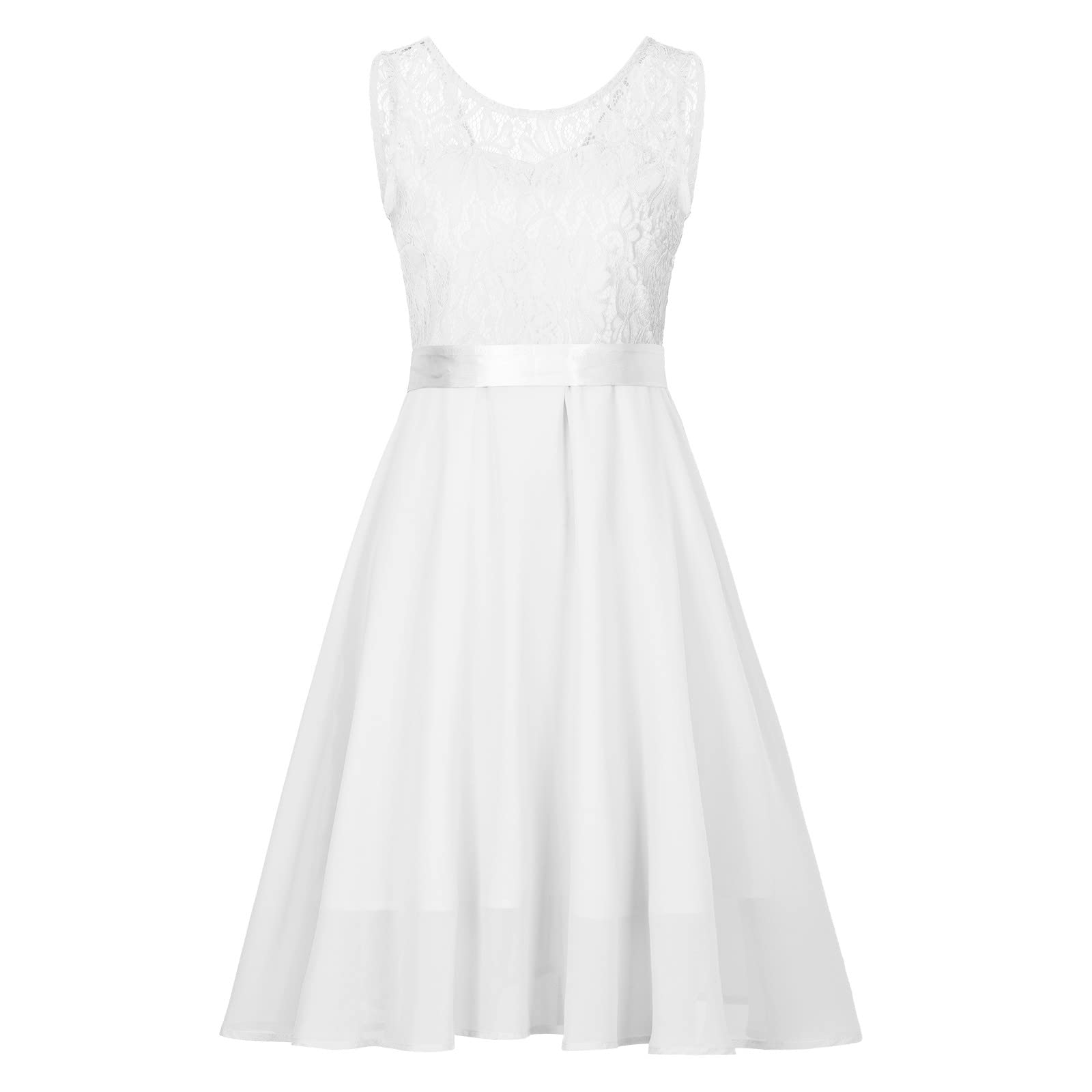 Elegant Floral Lace Wedding Guest Dress for Women - Sleeveless A-Line Bridesmaid Prom Party Dress | Perfect for Weddings, Cocktail Parties & Formal Events