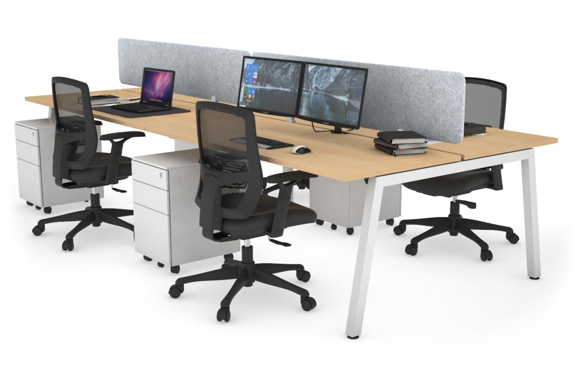 Quadro 4-Person Office Workstation Desk - 1600L x 700W Dimensions - Perfect for Team Collaboration, Open Office Spaces & Shared Workstations