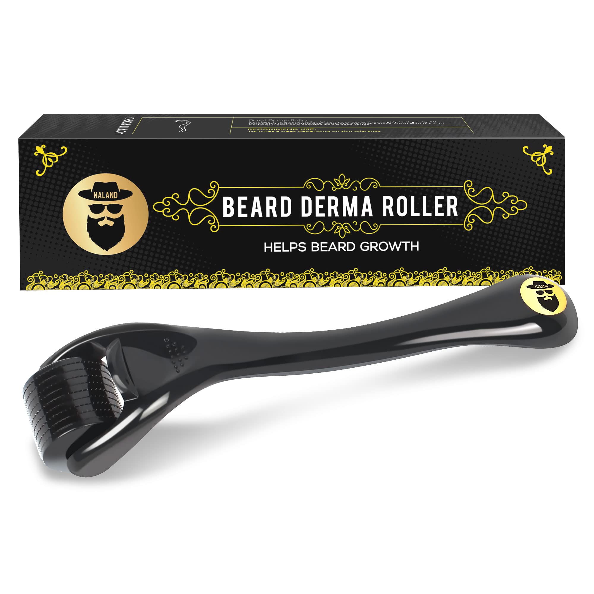 Beard Derma Roller 0.25mm for Men - Professional Beard Growth Kit with Micro Needles - At Home Facial Hair Care Treatment for Thicker Fuller Beard - Perfect for Daily Grooming & Stubble Enhancement