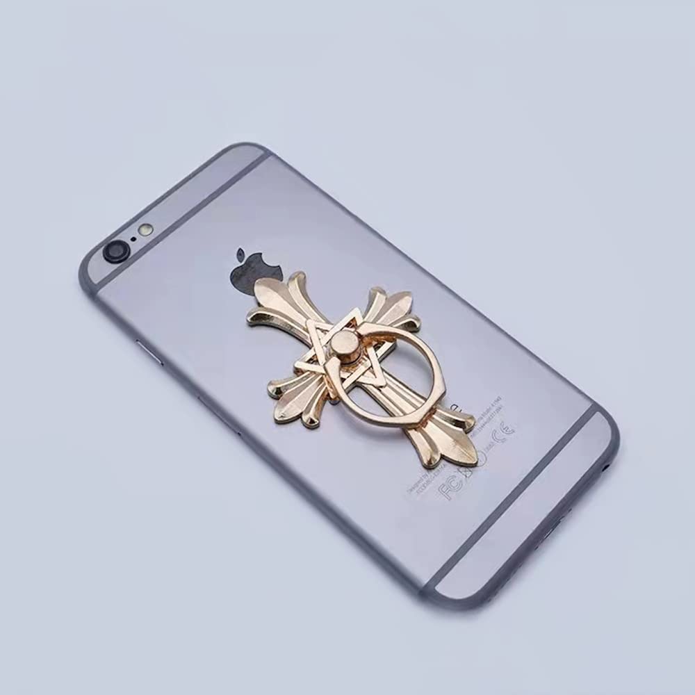 Christian Cross Phone Ring Holder Grip - Religious Cell Phone Finger Stand for iPhone & Android - Gold Catholic Phone Case Accessory for Secure Grip & Hands-Free Viewing (Perfect for Daily Commute, Church, and Travel)