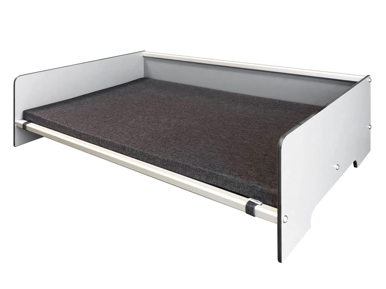 Waterproof Contemporary Comfort Dog Bed with Backrest - Orthopedic Pet Bed for Dogs & Cats, Compact Laminate & Aluminum Frame, Dark Grey Mattress - Perfect for Indoor Use, Living Room, Bedroom, or Pet-Friendly Spaces