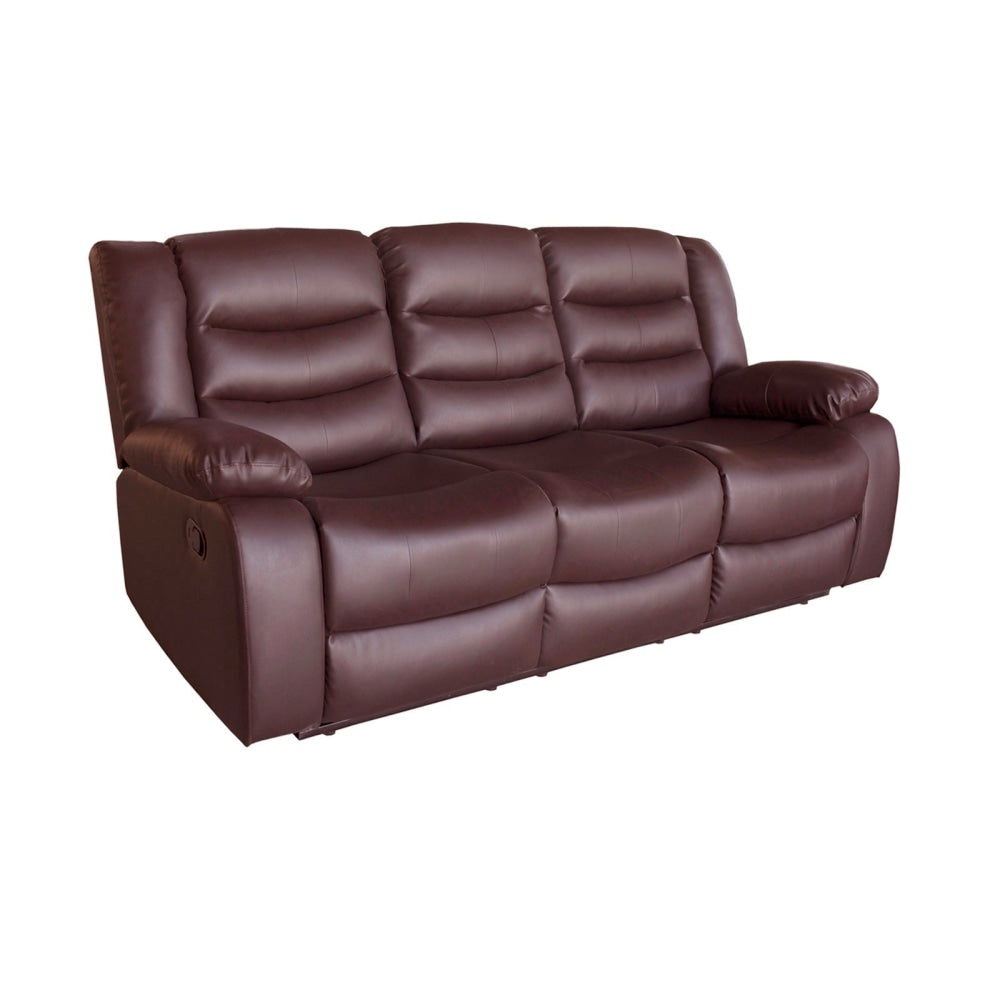3+2 Seater Recliner Sofa Set - Faux Leather Lounge Couch in Rich Brown | Comfortable Living Room Furniture for Home Theater & Family Relaxation
