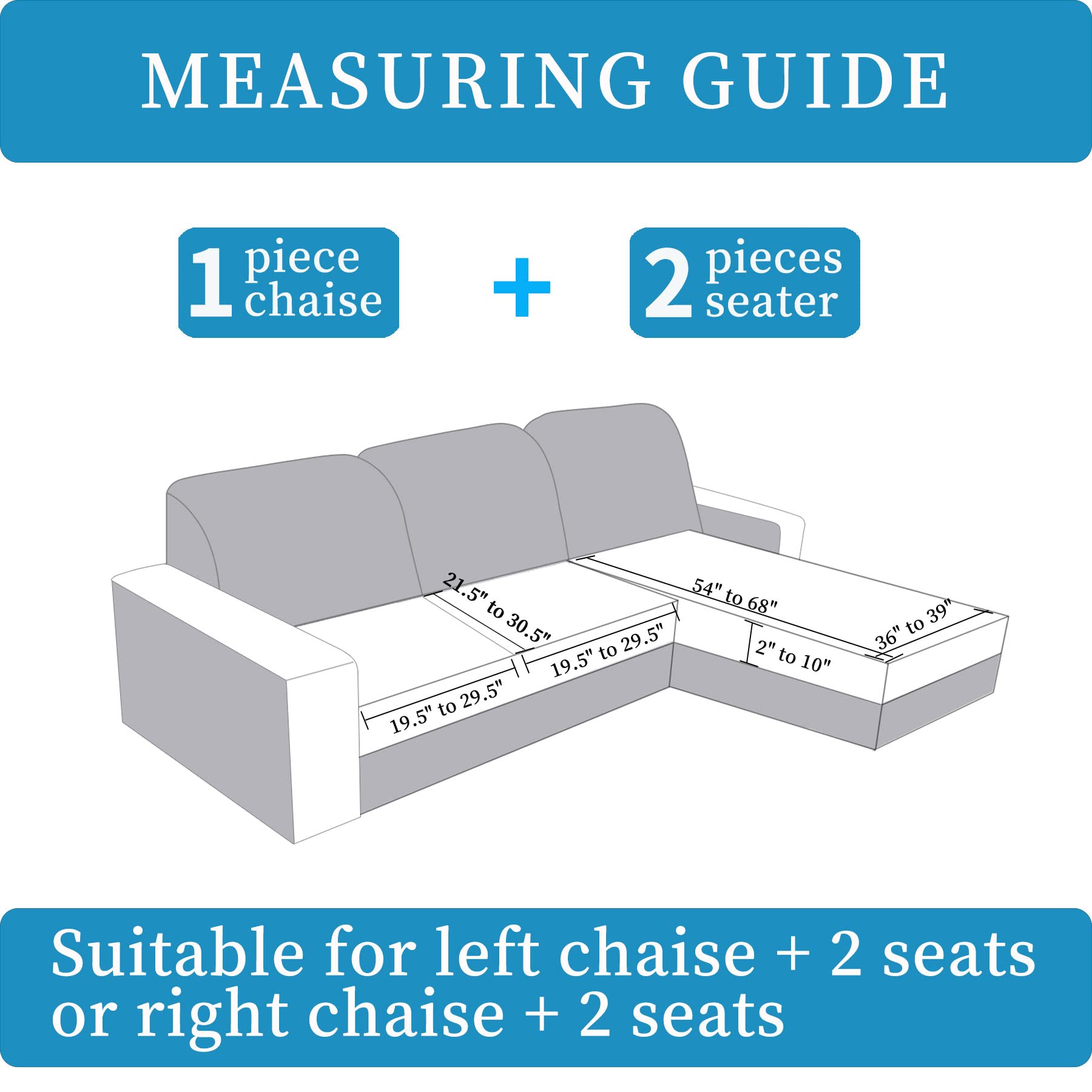 MINJIATEX L-Shaped 3-Piece Stretch Sectional Sofa Cover - Washable Furniture Protector for Pets & Dogs, Fits 2 Seater + Chaise (Grey) - Perfect for Living Room, Family Room & Pet-Friendly Homes