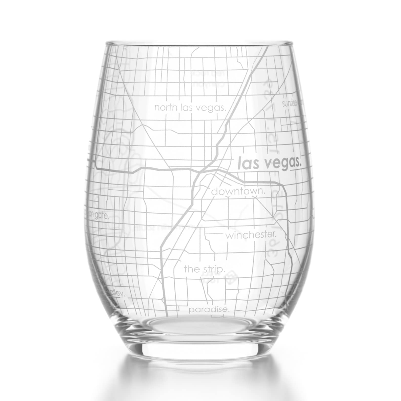 Personalized Las Vegas Nevada Map Stemless Wine Glass - 15 oz Clear Etched Glass, Custom City Gift for Couples, Anniversary, Wedding, Romantic Gifts - Perfect for Wine Tasting, Date Nights, Home Decor