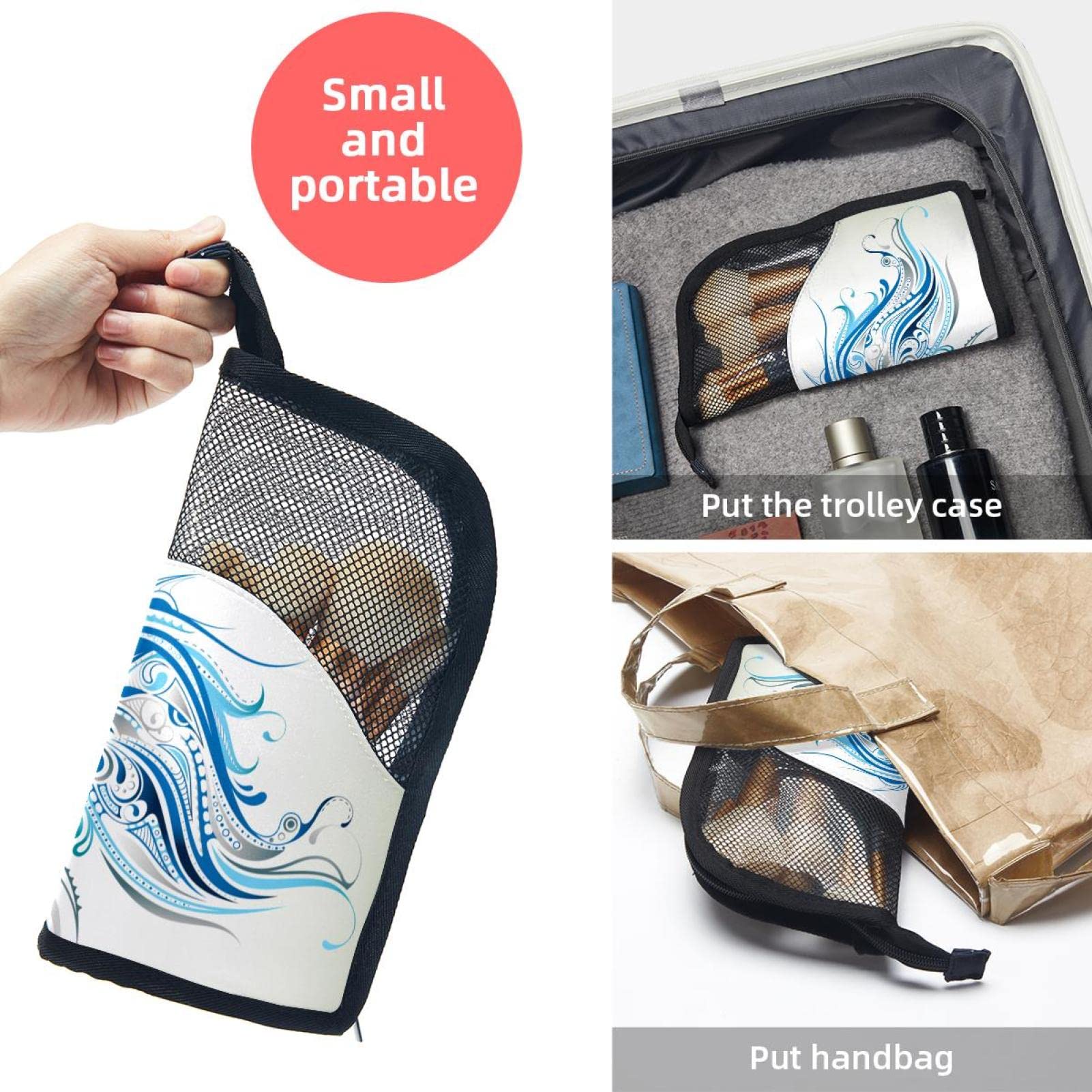 Premium Makeup Brush Organizer Bag with 12 Brushes - Blue Goldfish Print Cosmetic Brush Holder Case for Travel & Home Storage | Portable Makeup Brush Storage Solution for Artists & Professionals