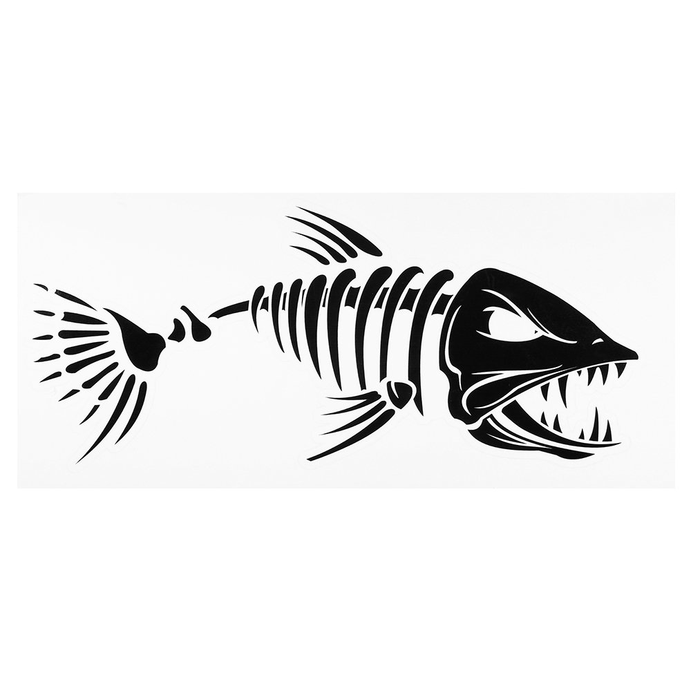 Lixada Fish Teeth Mouth Stickers - 2 Pack Skeleton Fish Decals for Fishing Boats, Canoes & Kayaks - Durable Vinyl Graphics Accessories for Outdoor Water Sports
