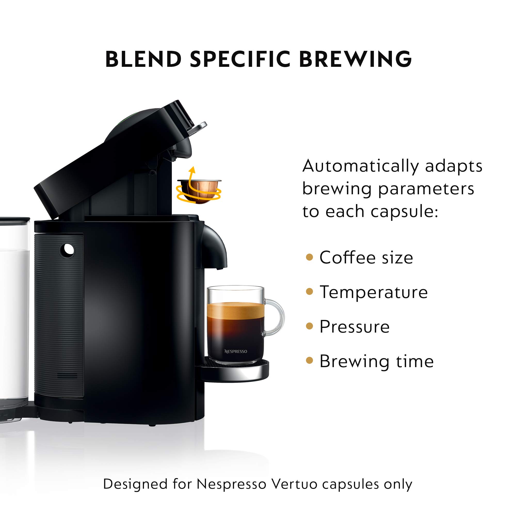 De'Longhi Nespresso VertuoPlus Deluxe Coffee & Espresso Machine with Aeroccino Milk Frother - Black | Includes VertuoLine Variety Pack | Perfect for Home, Office & Entertaining