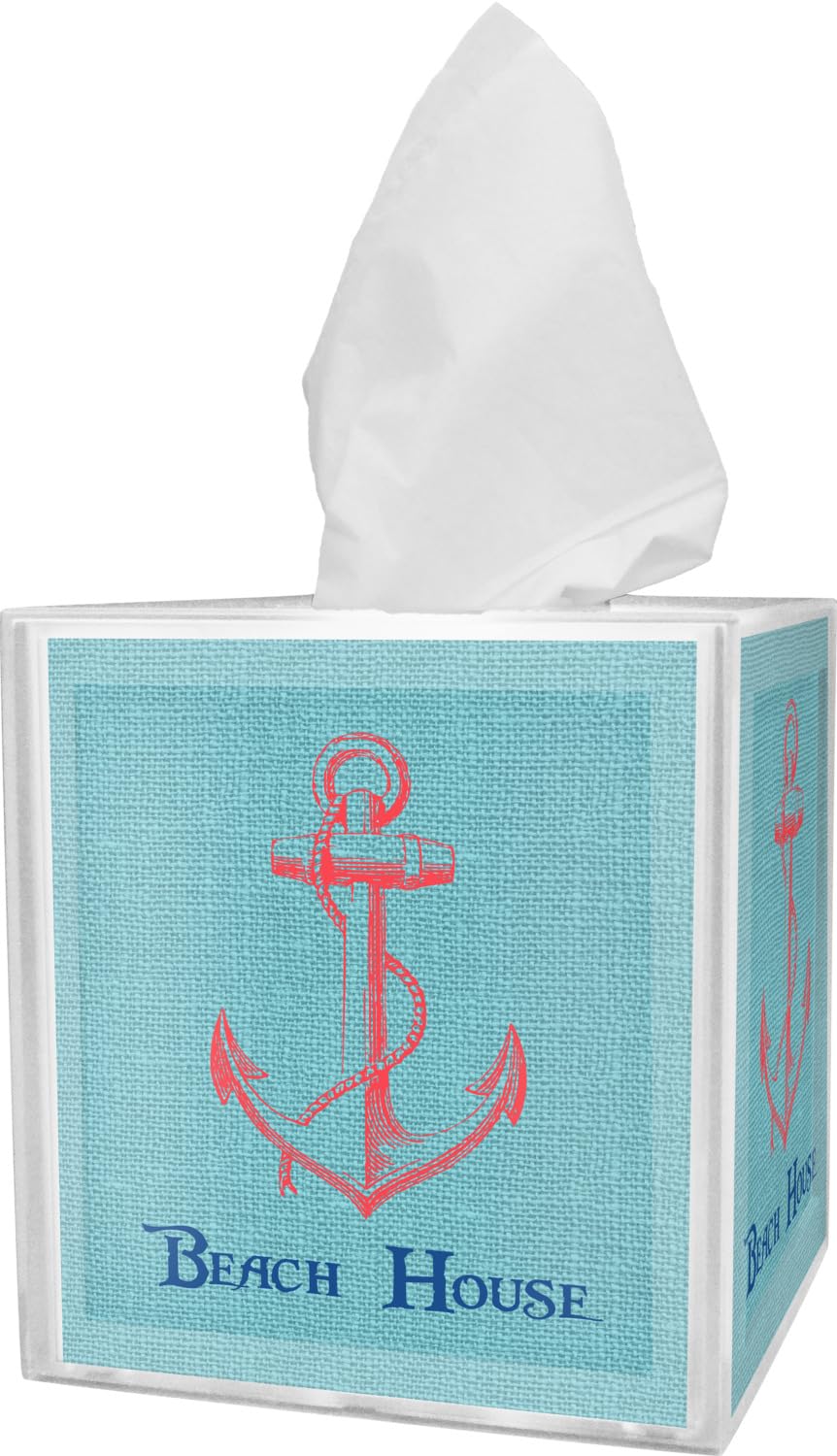 Personalized Chic Beach House Tissue Box Cover - Coastal Home Decor for Bathroom, Living Room & Bedroom | Waterproof & Stylish Tissue Holder for Vacation Homes & Beach Themed Spaces