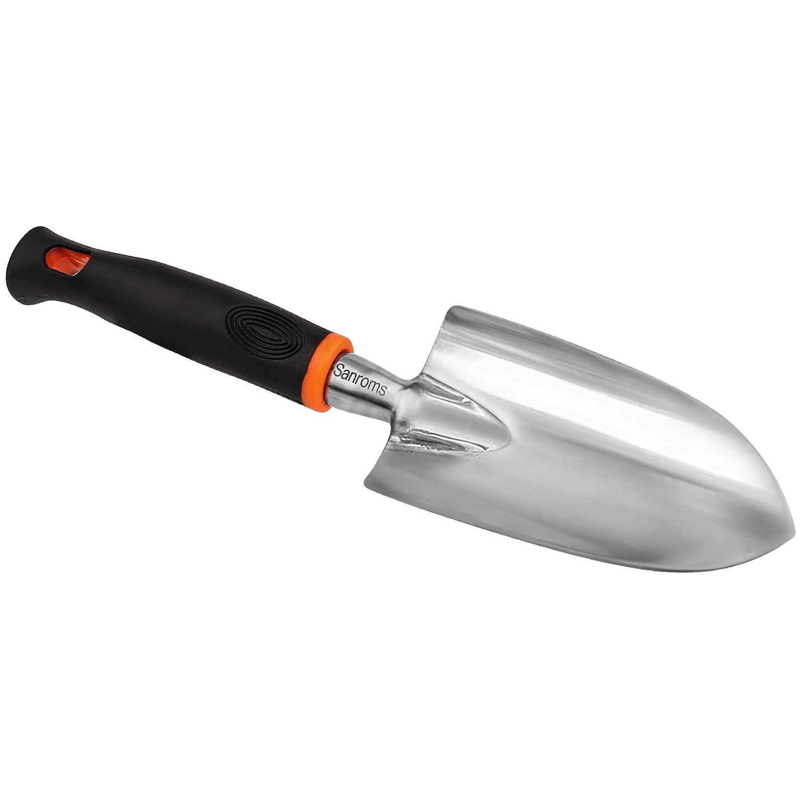 Sanroms Stainless Steel Garden Shovel - Ergonomic Non-Slip Rubber Handle for Planting, Digging & Weeding - Perfect for Home Gardening, Landscaping & Outdoor Planting Tools