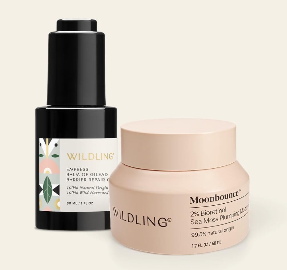 Wildling Dewy Skin Duo - Hydrating Face Serum & Moisturizer Set for Glowing Skin | Perfect for Daily Skincare Routine & Nighttime Hydration