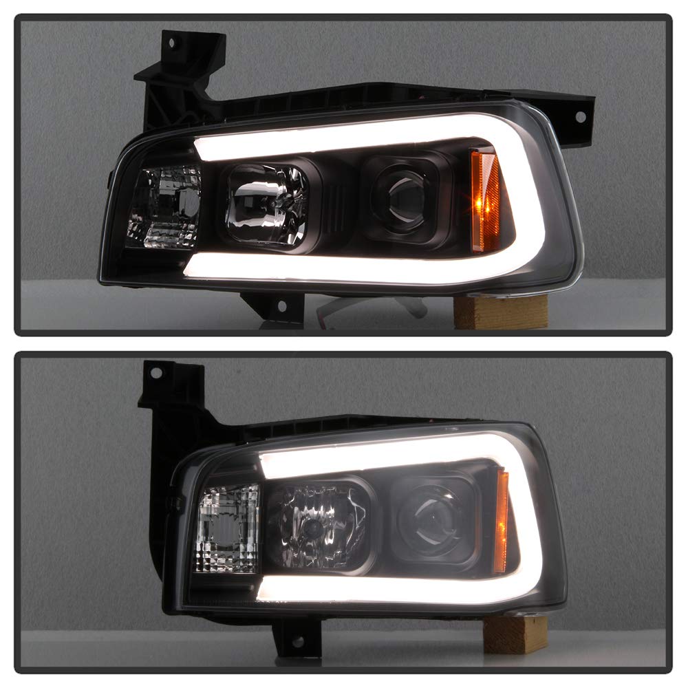 Bright LED Tube DRL Headlights for Dodge Charger 2006-2010 - Black/Clear Lens - Upgrade Your Ride with Daytime Running Lights for Enhanced Style & Safety