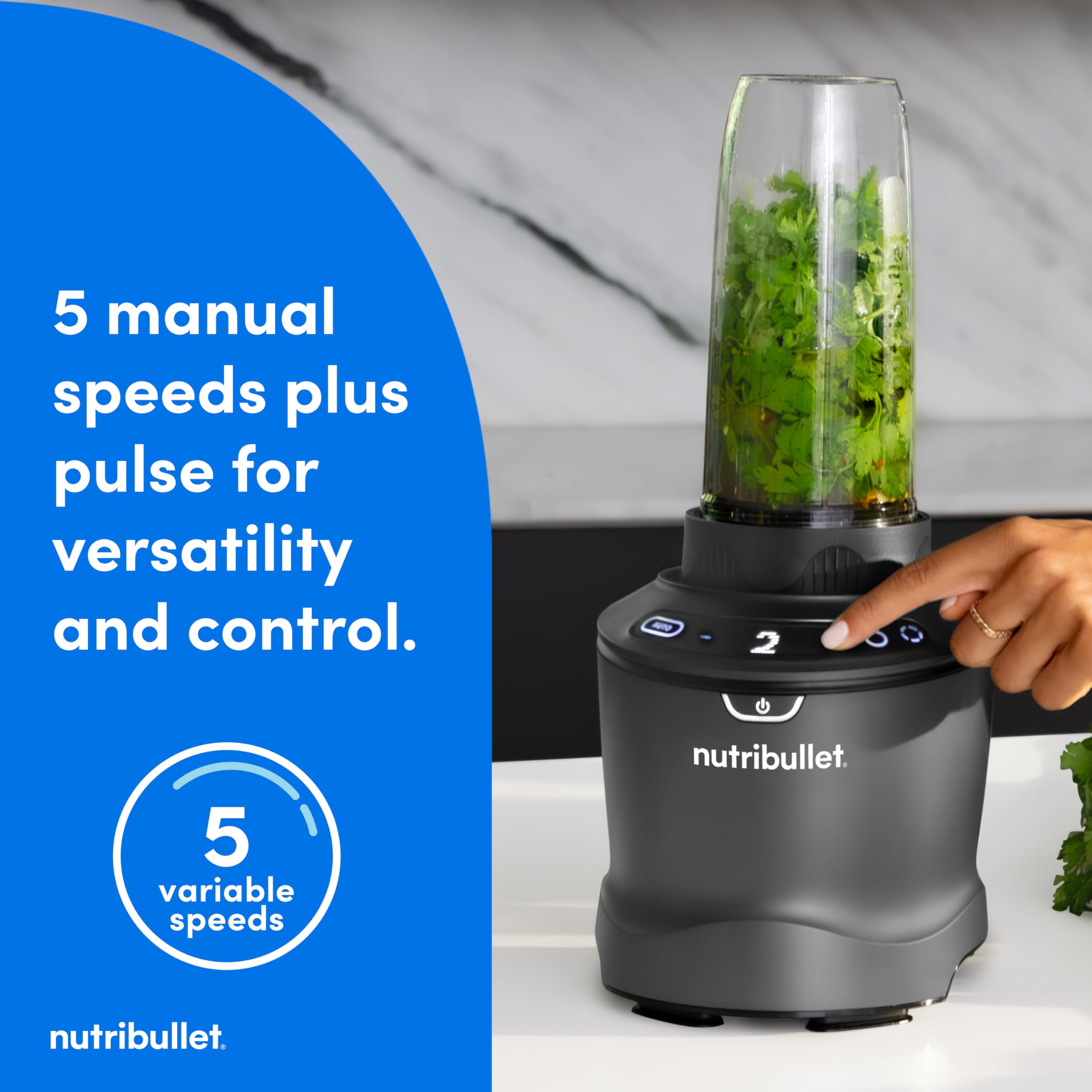 Nutribullet SmartSense Blender Combo - 1400W High-Power 5-Speed Blender in Gunmetal Gray for Smoothies, Juices & Meal Prep - Perfect for Kitchens, Offices & Healthy Lifestyles