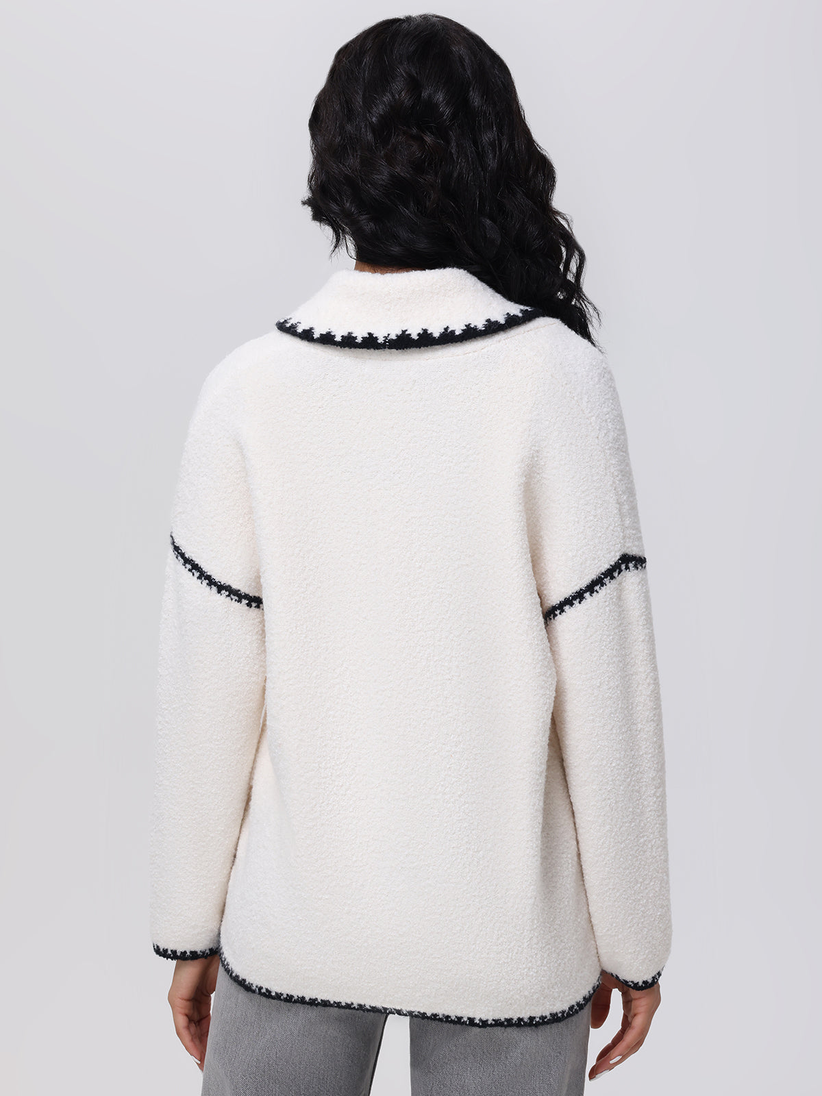 Tierney Whipstitch Scarf Neckline Cardigan Sweater for Women | Cozy Knit Open Front Long Cardigan | Perfect for Fall, Winter & Layering Outfits