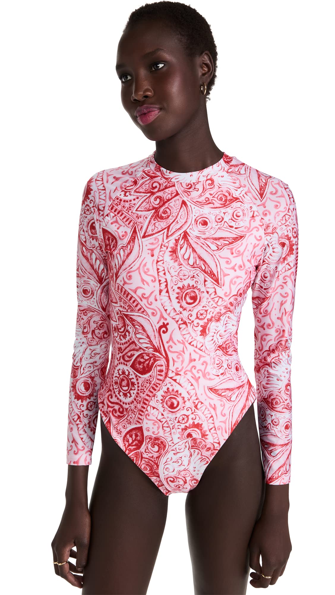 Mara Hoffman Women's Reese Rash Guard One Piece Swimsuit - UPF 50+ Sun Protection for Surfing, Swimming & Beach Activities