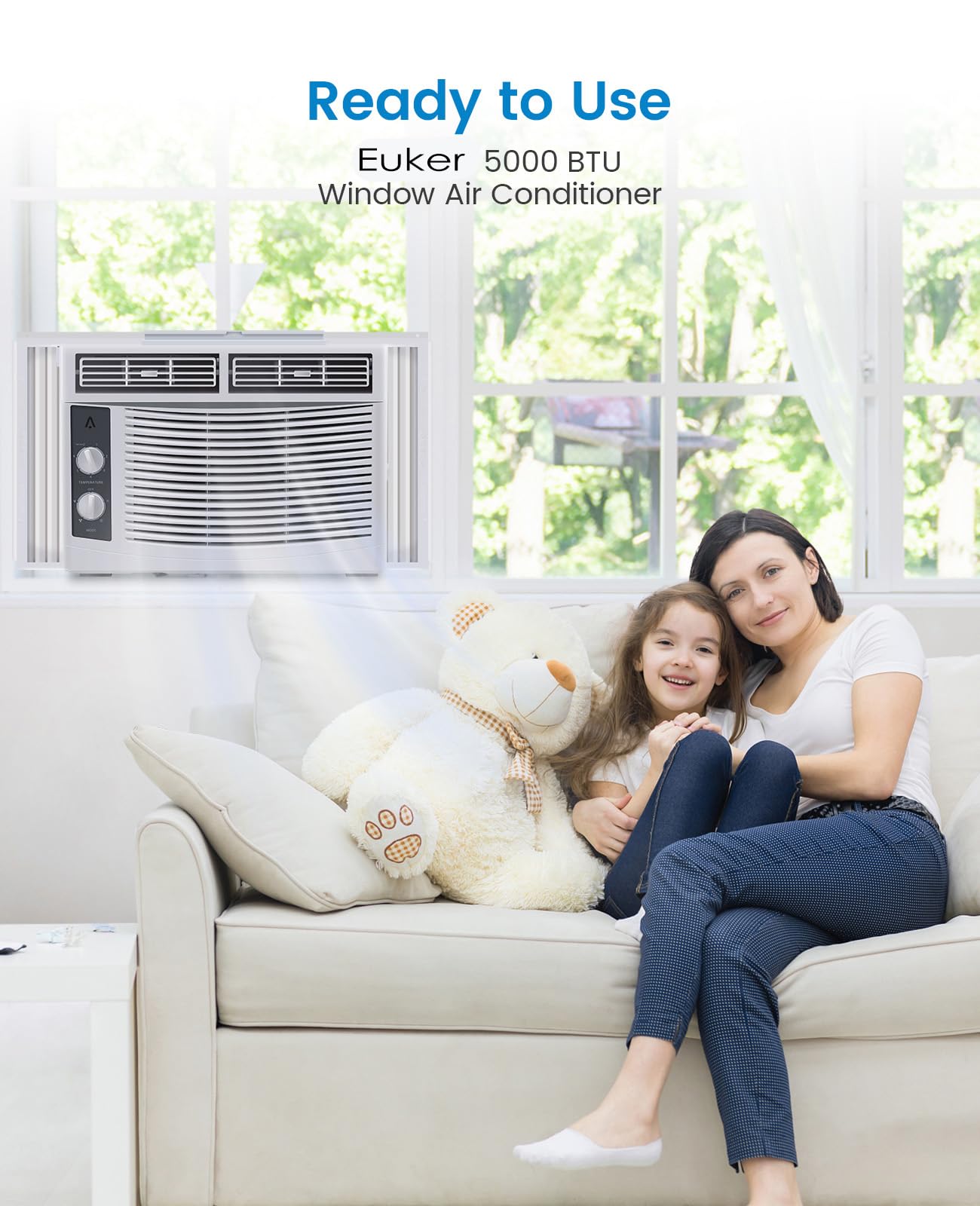 5,000 BTU Small Window Air Conditioner - Cools Rooms Up to 150 Sq.Ft, Energy Efficient with Mechanical Controls & Quiet Operation - Ideal for Bedrooms, Living Rooms, Home Offices & Small Spaces - Stay Cool in Summer Heat