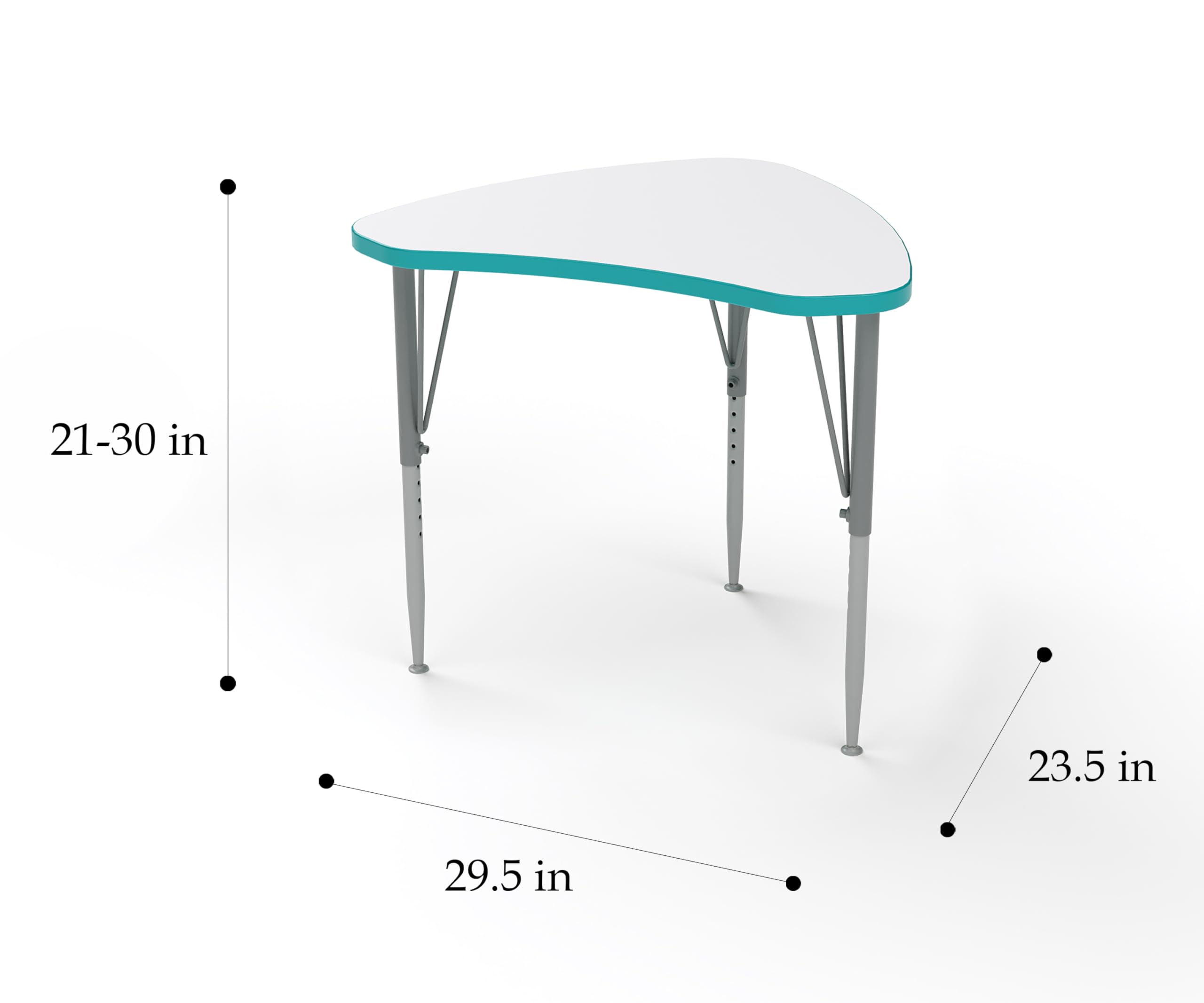 Versa Desk Adjustable Height Kids Table with Dry Erase Markerboard Top - White/Midnight Velvet (21-30