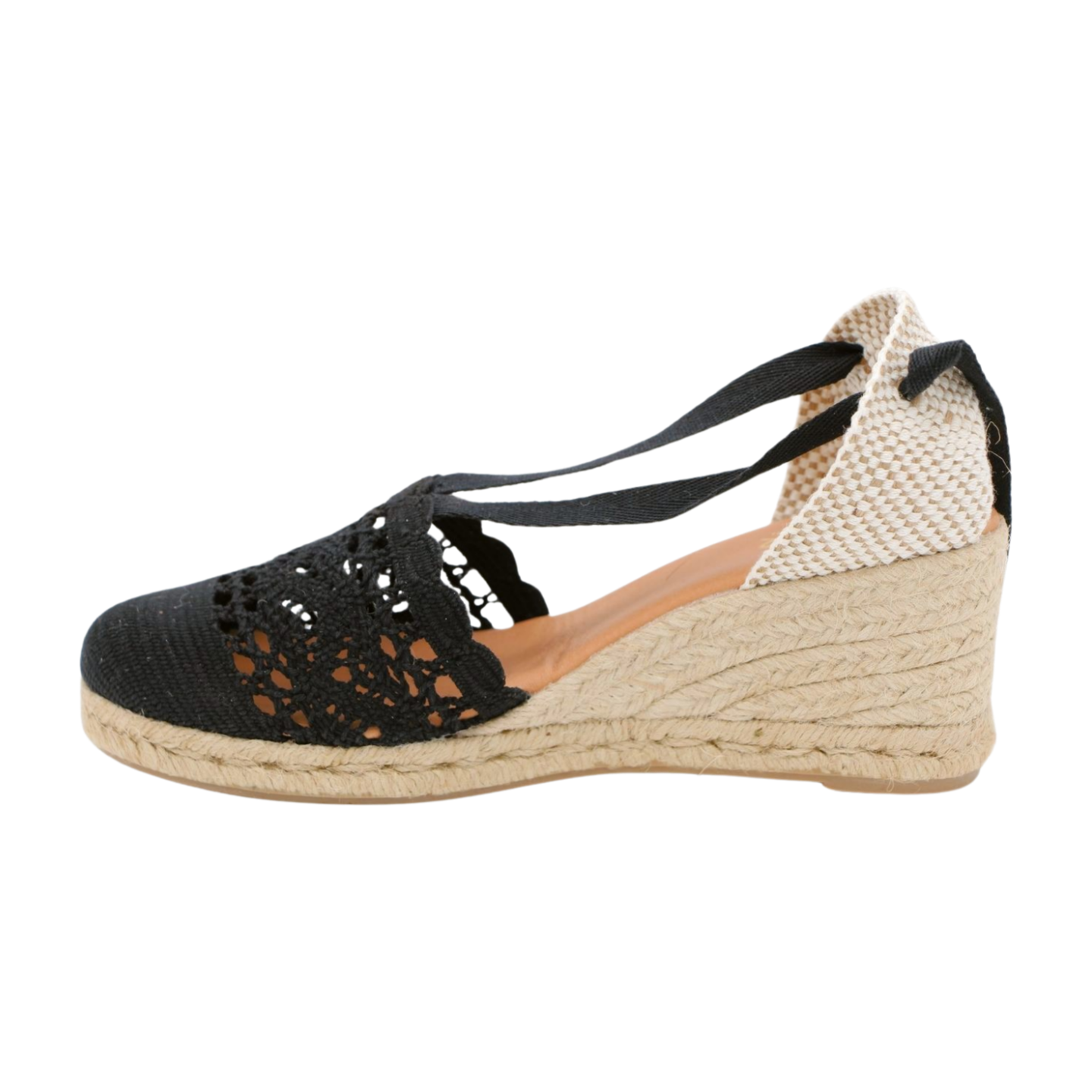 Elegant Black Lace Espadrille Flats for Women - Comfortable Summer Casual Shoes - Perfect for Beach, Wedding & Boho Outfits