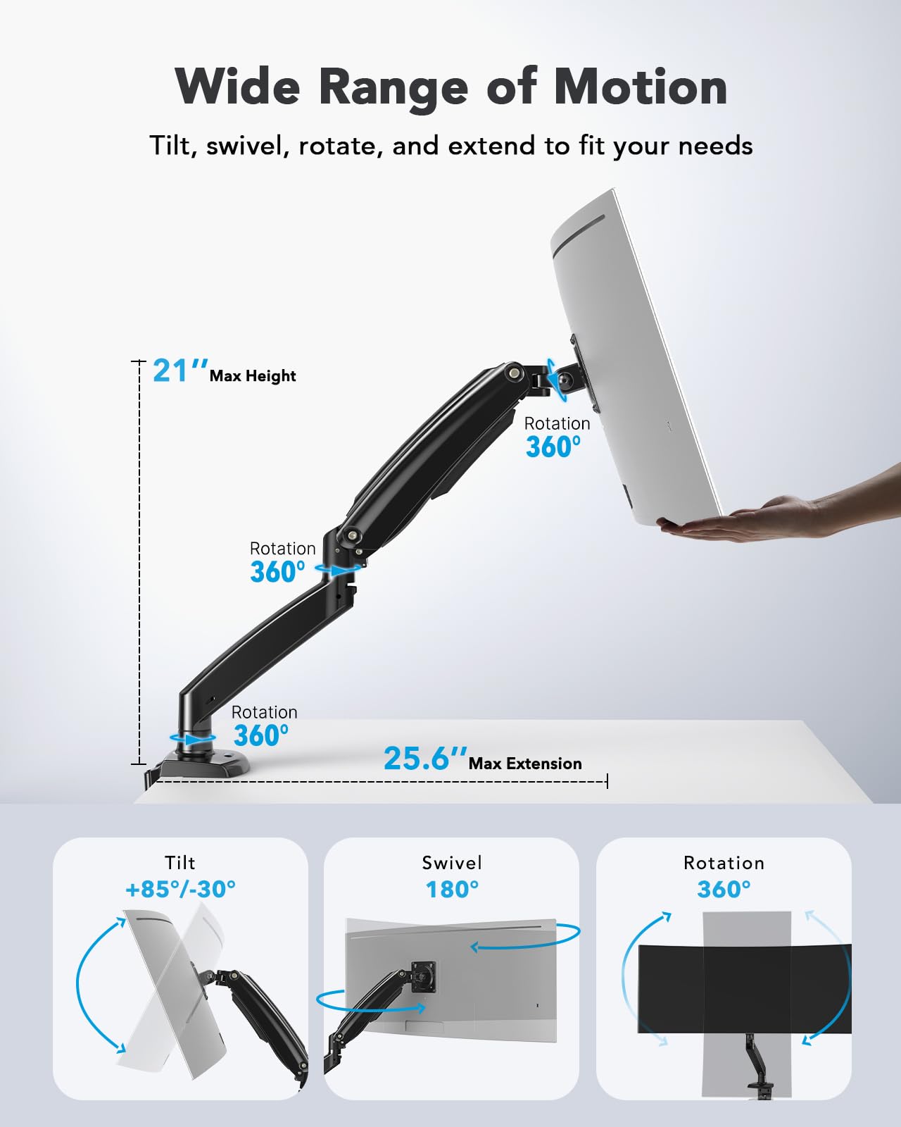 HUANUO Dual Monitor Stand for 30 Inch Screens & Single Monitor Stand for 35 Inch Screens - Adjustable Ergonomic Desk Mount for Home Office, Gaming, and Workspace Setup