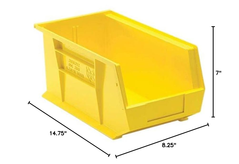 QUANTUM STORAGE SYSTEMS Ultra QUS240YLCS 12-Pack Yellow Plastic Storage Bins - 15
