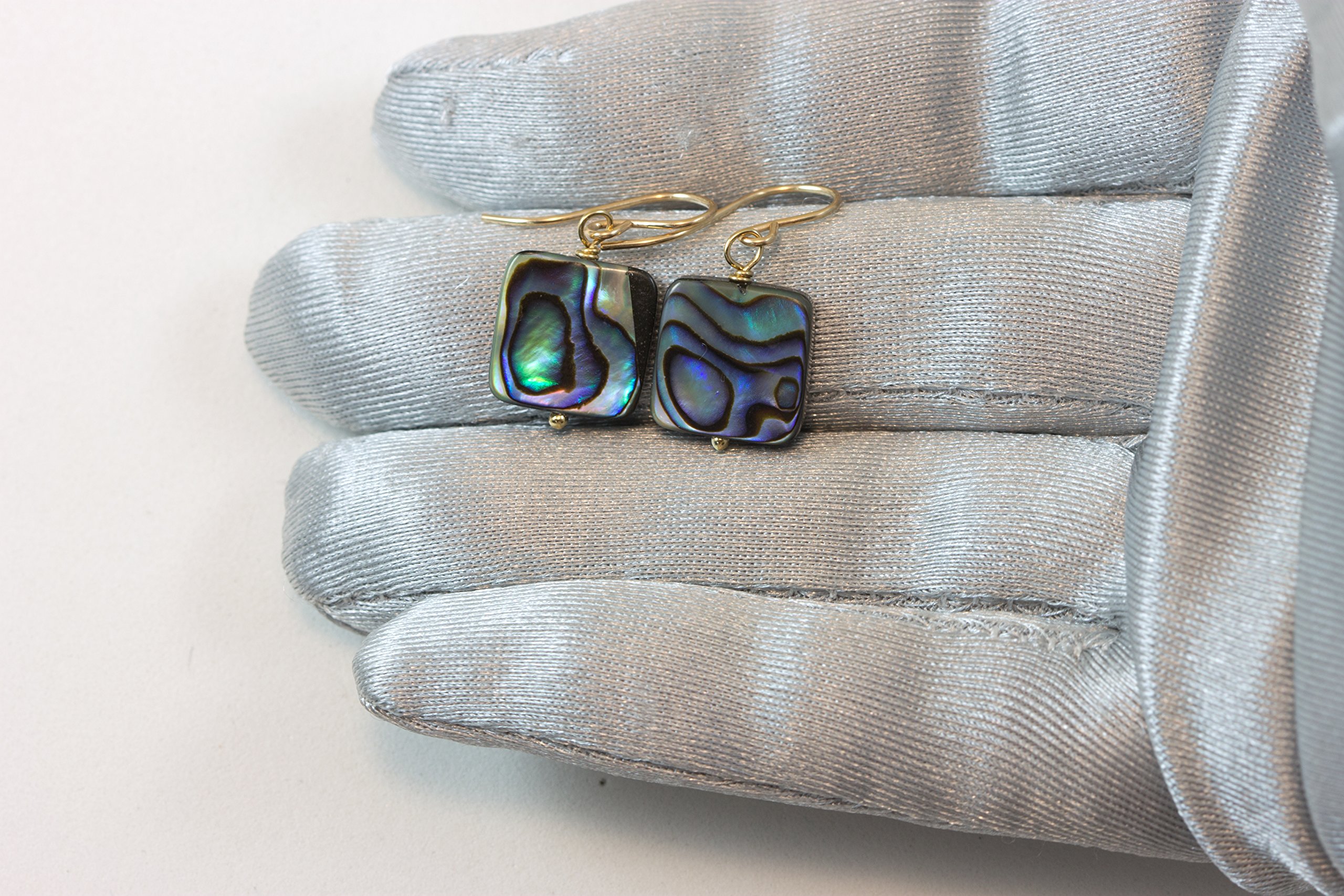 Peacock Blue Mother of Pearl Earrings - Abalone Shell Square Dangle Earrings for Women, Everyday Wear & Special Occasions