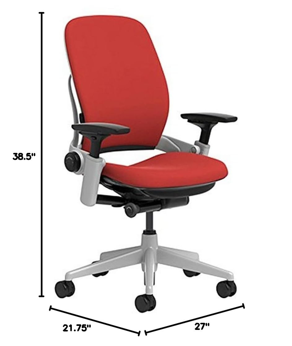 Steelcase Leap Ergonomic Office Chair with Wheels - Adjustable Lumbar Support & LiveBack Technology for Comfort - Red Fabric Work Chair for Carpet Flooring - Perfect for Home Office, Gaming & Workspaces