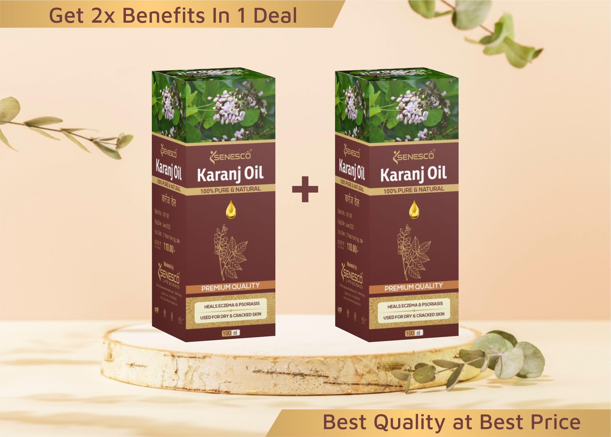 Pure Organic Karanj Oil for Skin & Hair Care - Cold Pressed, Natural Moisturizer & Scalp Treatment - Ideal for Dry Skin, Dandruff & Hair Growth - SENESCO