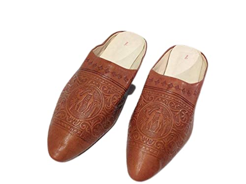 Women's Leather House Slippers with Heel & Arch Support - Light Brown Handmade Comfort Shoes for Indoor Relaxation, Lounging & Home Wear