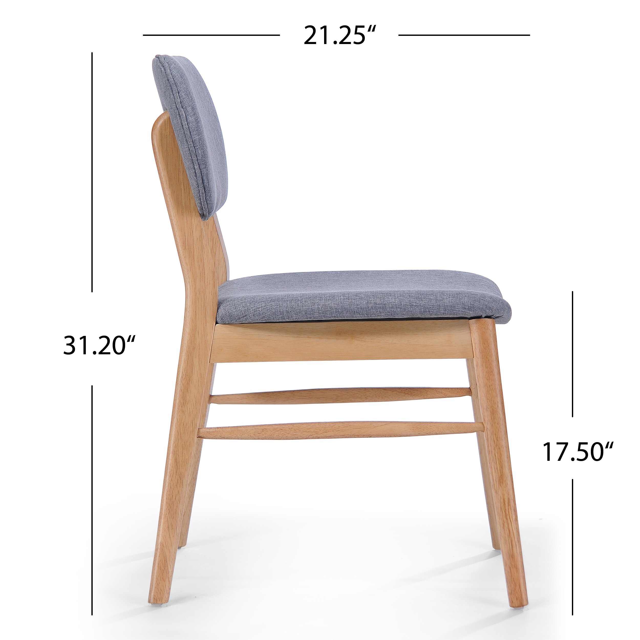 Colette Fabric Upholstered Dining Chairs with Oak Finish - Set of 2, Gray & Oak - Perfect for Modern Dining Room, Kitchen, or Breakfast Nook
